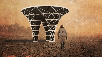 Rendering of the Mars structure that students created in an IDeATe course